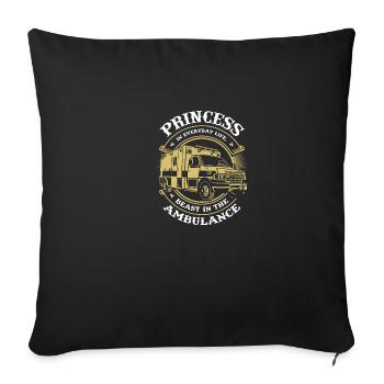 Paramedic ambulance service gift · princess - Sofa pillowcase 17,3'' x 17,3'' (45 x 45 cm) - black - Front