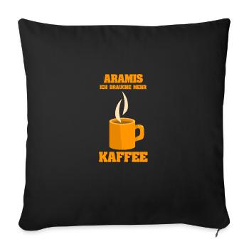Kaffee für Aramis Cafe Kaffetasse - Sofakissenbezug 45 x 45 cm - Schwarz - Vorne