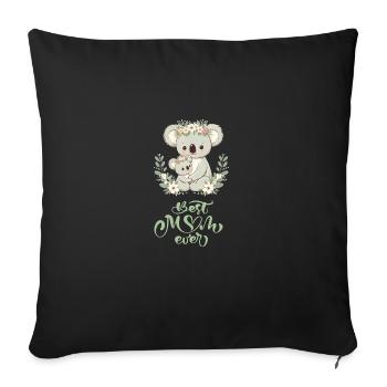 Meilleure maman jamais Koala embrasser Couronne de fleurs - Housse de coussin décorative 45 x 45 cm - noir - Devant