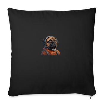 Mops Austronaut - Sofakissenbezug 45 x 45 cm - Schwarz - Vorne