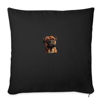 Portrait de carlin - Housse de coussin décorative 45 x 45 cm - noir - Devant