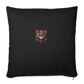 Katze Farbenfroh - Sofakissenbezug 45 x 45 cm - Schwarz - Vorne
