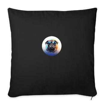 Carlin avec lunettes de soleil - Housse de coussin décorative 45 x 45 cm - noir - Devant
