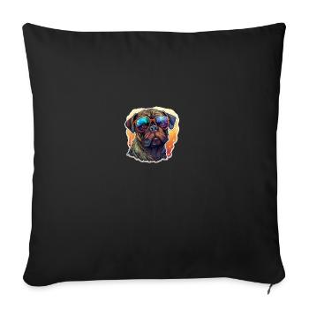 Pug retro colors vintage with sunglasses - Sofa pillowcase 17,3'' x 17,3'' (45 x 45 cm) - black - Front