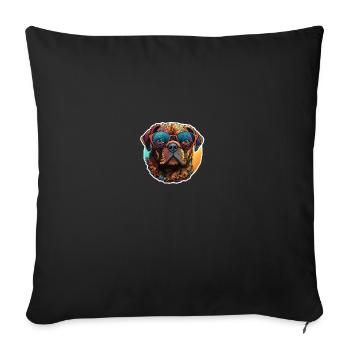 Pug retro colors vintage with sunglasses - Sofa pillowcase 17,3'' x 17,3'' (45 x 45 cm) - black - Front