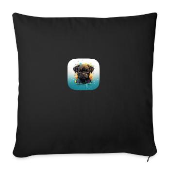 Cute little pug puppy - Sofa pillowcase 17,3'' x 17,3'' (45 x 45 cm) - black - Front