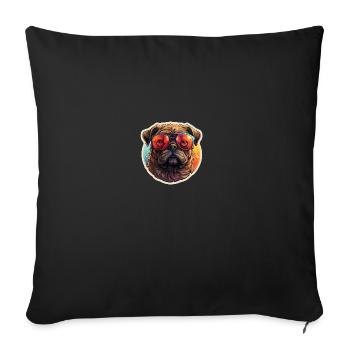 Pug retro colors vintage with sunglasses - Sofa pillowcase 17,3'' x 17,3'' (45 x 45 cm) - black - Front