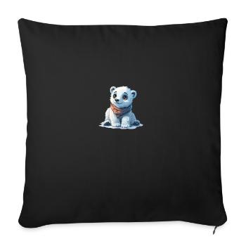 Mignon petit bébé ours polaire - Housse de coussin décorative 45 x 45 cm - noir - Devant