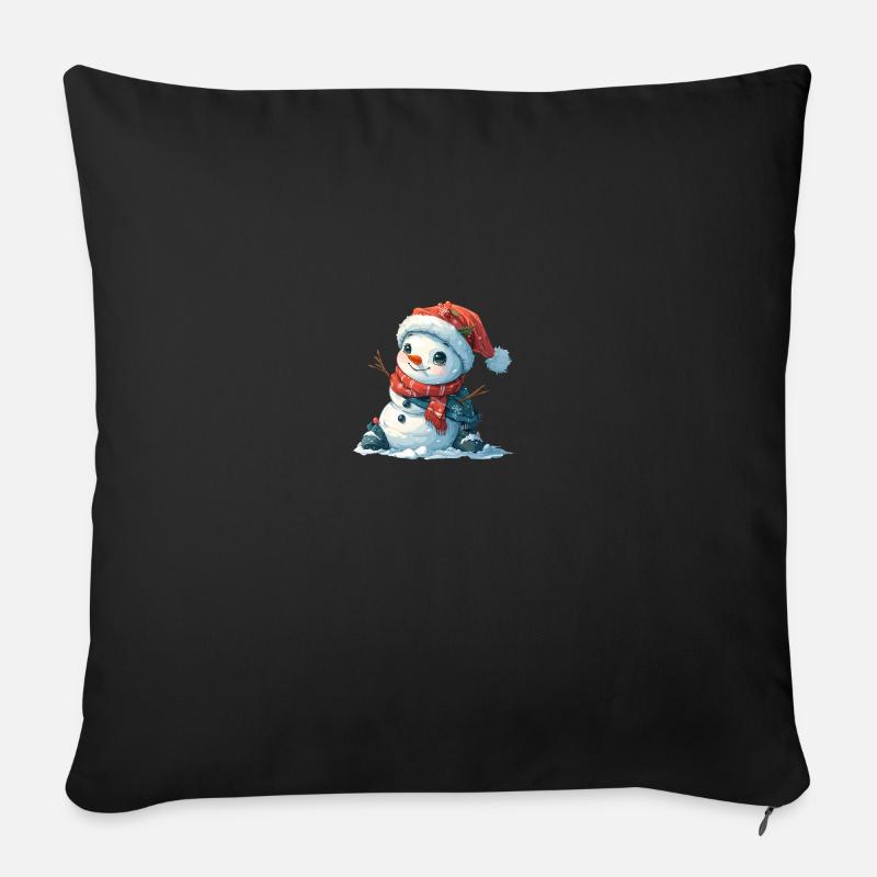 Schneemann für Kinder - Sofakissenbezug 45 x 45 cm - Schwarz