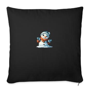 Bonhomme de neige pour les enfants - Housse de coussin décorative 45 x 45 cm - noir - Devant