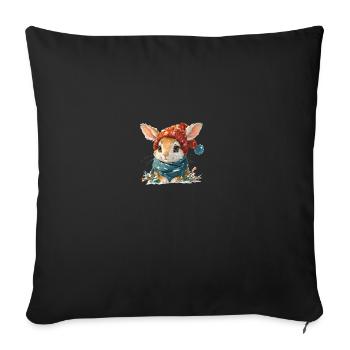 Lièvre des neiges hiver - Housse de coussin décorative 45 x 45 cm - noir - Devant