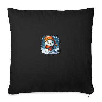 Bonhomme de neige pour les enfants - Housse de coussin décorative 45 x 45 cm - noir - Devant