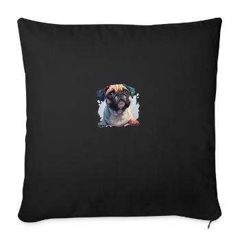 Mignon petit carlin - Housse de coussin décorative 45 x 45 cm - noir - Devant