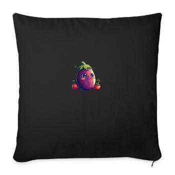 Aubergine Comic Face - Housse de coussin décorative 45 x 45 cm - noir - Devant