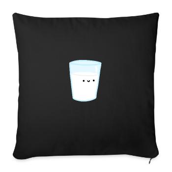 smiling milk glass - with a cute face - Sofa pillowcase 17,3'' x 17,3'' (45 x 45 cm) - black - Front
