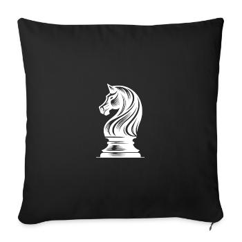 Chess Set Horse Chess Figure Knight Drawing - Sofa pillowcase 17,3'' x 17,3'' (45 x 45 cm) - black - Front