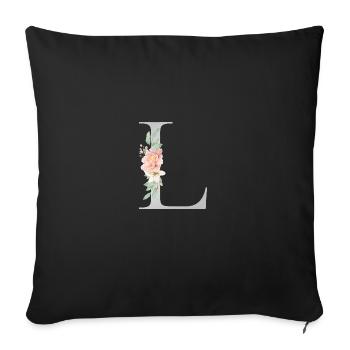 Customizable Monogram L Floral - Sofa pillowcase 17,3'' x 17,3'' (45 x 45 cm) - black - Front