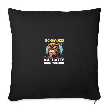 Nachtschicht Kaffee Eule Nachtdienst Schichtarbeit - Sofakissenbezug 45 x 45 cm - Schwarz - Vorne