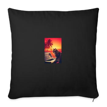 Cat Synthesizer Katze Retro Vintage Studio Gear - Sofakissenbezug 45 x 45 cm - Schwarz - Vorne