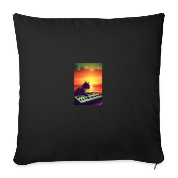 Cat Synthesizer Katze Retro Vintage Studio Gear - Sofakissenbezug 45 x 45 cm - Schwarz - Vorne