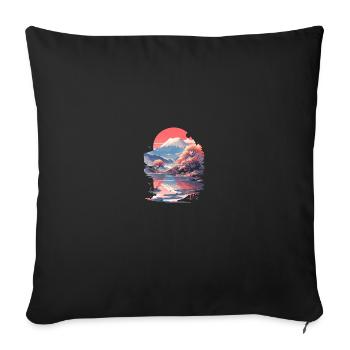 Sakura Mt. Fuji Kirschblüten Nippon Vintage - Sofakissenbezug 45 x 45 cm - Schwarz - Vorne