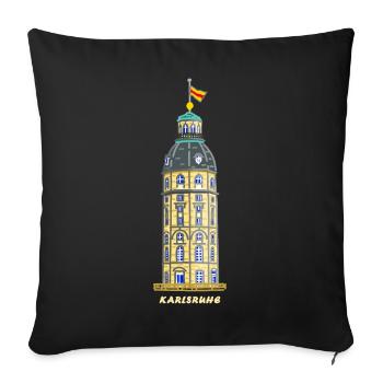 Karlsruhe, historic castle tower - Sofa pillowcase 17,3'' x 17,3'' (45 x 45 cm) - black - Front