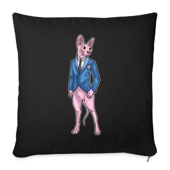 Sphynx Katze Bräutigam Sakko Hochzeit - Sofakissenbezug 45 x 45 cm - Schwarz - Vorne