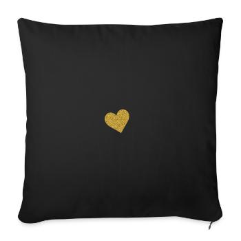 Golden Glitter Heart - Sofa pillowcase 17,3'' x 17,3'' (45 x 45 cm) - black - Front