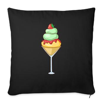Crème glacée, crème glacée, crème glacée, crème glacée, boule, crème glacée, sundae - Housse de coussin décorative 45 x 45 cm - noir - Devant