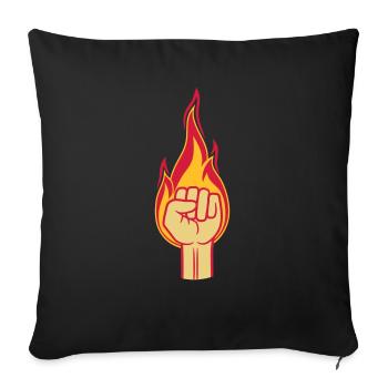 feuer flamme brennen heiss faust revolution hand s - Sofakissenbezug 45 x 45 cm - Schwarz - Vorne