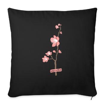 Cute Japanese Flower Pink Design - Sofa pillowcase 17,3'' x 17,3'' (45 x 45 cm) - black - Front