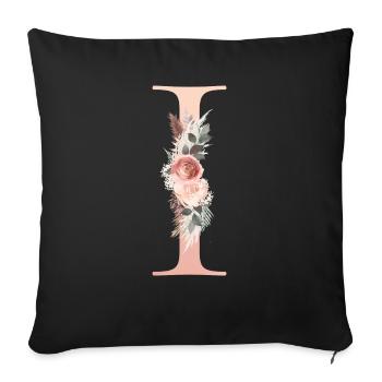 Customizable Monogram I Flowers Boho - Sofa pillowcase 17,3'' x 17,3'' (45 x 45 cm) - black - Front