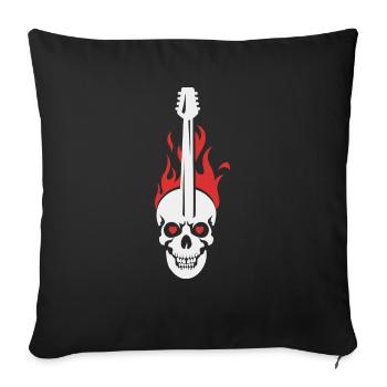 Totenkopf Gitarre Logo - Sofakissenbezug 45 x 45 cm - Schwarz - Vorne