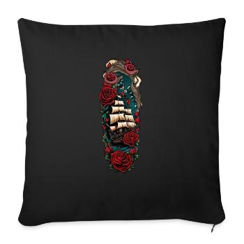 Piraten Schiff - Sofakissenbezug 45 x 45 cm - Schwarz - Vorne