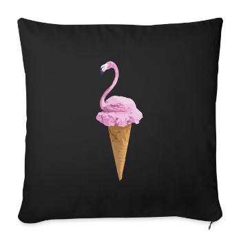 Flamant avec de la crème glacée - Housse de coussin décorative 45 x 45 cm - noir - Devant