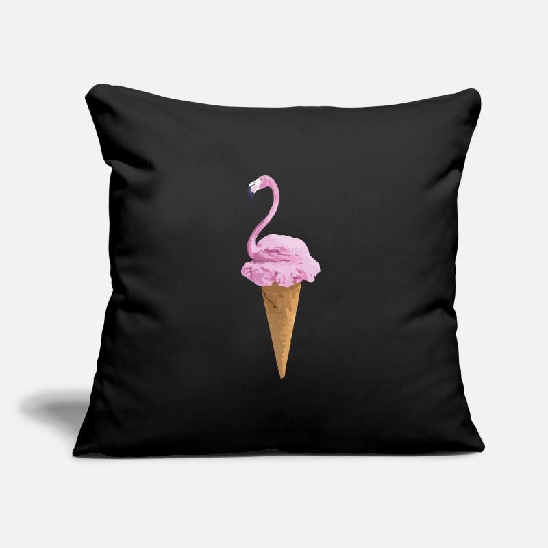 Flamant avec de la crème glacée Housse de coussin décorative 45 x 45 cm