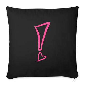 Exclamation mark with heart - Sofa pillowcase 17,3'' x 17,3'' (45 x 45 cm) - black - Front