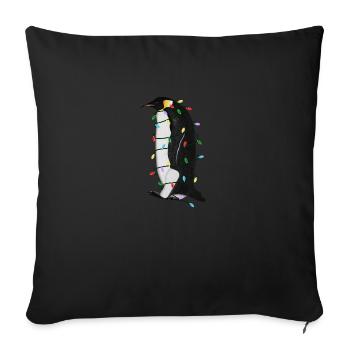 Penguin String Lights Christmas Bird Cap - Sofa pillowcase 17,3'' x 17,3'' (45 x 45 cm) - black - Front