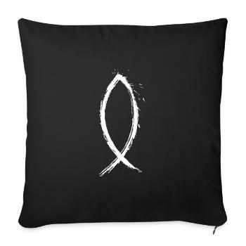 Le poisson-christ Jésus - Housse de coussin décorative 45 x 45 cm - noir - Devant