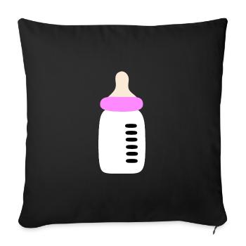 Bébé 2025 Naissance Fille Rose Famille - Housse de coussin décorative 45 x 45 cm - noir - Devant