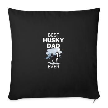 Neige Paysage Chiens Papa Fête des Pères Husky - Housse de coussin décorative 45 x 45 cm - noir - Devant