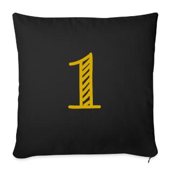 1 JAHR. 1. GEBURTSTAG. GEBURTSTAG 1 JAHR. ZIFFER - Sofakissenbezug 45 x 45 cm - Schwarz - Vorne