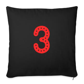 3 YEARS. 3rd ANNIVERSARY. BIRTHDAY 3 YEARS. 3 - Sofa pillowcase 17,3'' x 17,3'' (45 x 45 cm) - black - Front