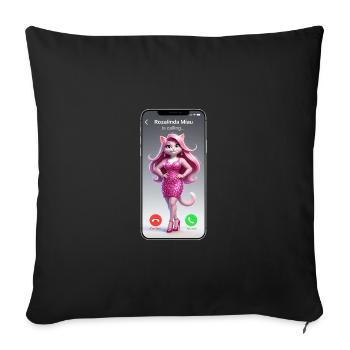 Pink Catgirl on Call - Sofa pillowcase 17,3'' x 17,3'' (45 x 45 cm) - black - Front