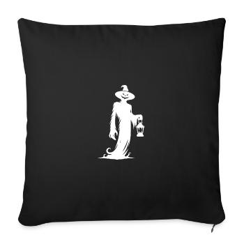 Chapeau d’Halloween magique effrayant avec lanterne - Housse de coussin décorative 45 x 45 cm - noir - Devant