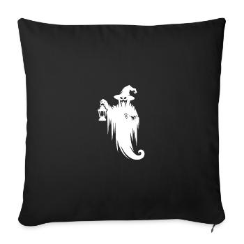 Flying Halloween Ghost with Lamp and Hat - Sofa pillowcase 17,3'' x 17,3'' (45 x 45 cm) - black - Front
