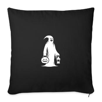 Scary Funny Masks Ghost with Pumpkin Lantern - Sofa pillowcase 17,3'' x 17,3'' (45 x 45 cm) - black - Front