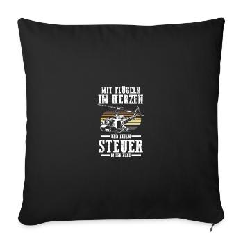 Pilot Flying Aviator Helicopter Helicopter - Sofa pillowcase 17,3'' x 17,3'' (45 x 45 cm) - black - Front
