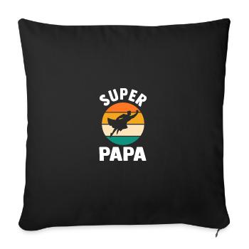 Père Papa Super-héros - Housse de coussin décorative 45 x 45 cm - noir - Devant