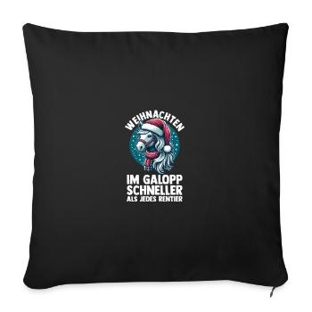 Père Noël Noël équitation cavalier chevaux - Housse de coussin décorative 45 x 45 cm - noir - Devant